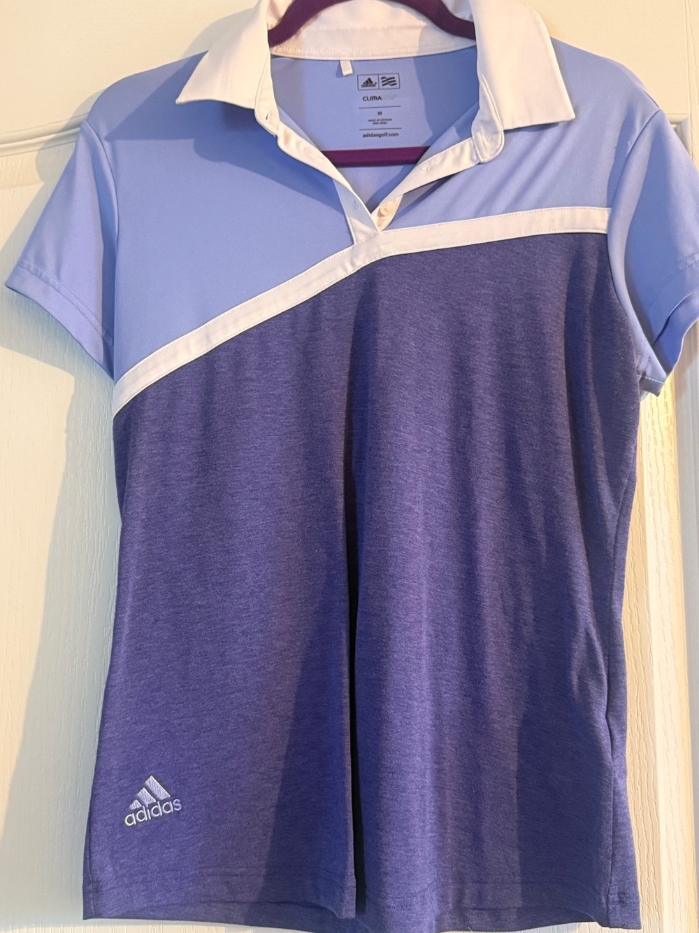 adidas Two-Tone Purple and Light Blue Polo with White Trim